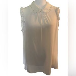 Elle white beaded collar top size M